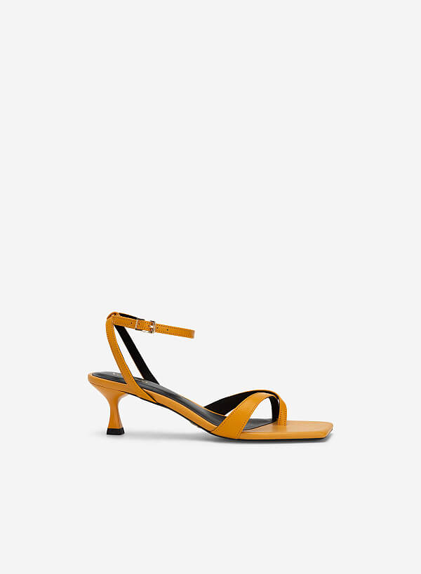 Sandal gót nhọn vân kì đà - SDN 0739 - Màu vàng