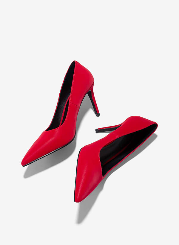 Giày bít mũi nhọn stiletto heel - BMN 0647 - Màu đỏ - VASCARA