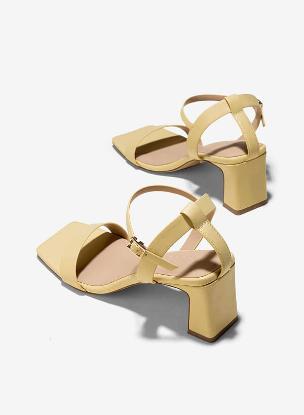 Giày block heel sandals - SDN 0780 - Màu vàng - VASCARA