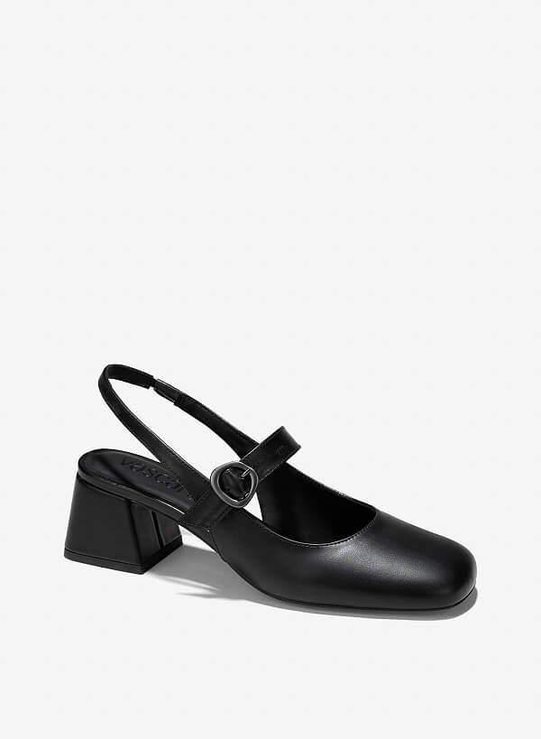 Giày slingback mũi tròn quai mary janes - BMN 0640 - Màu đen - VASCARA