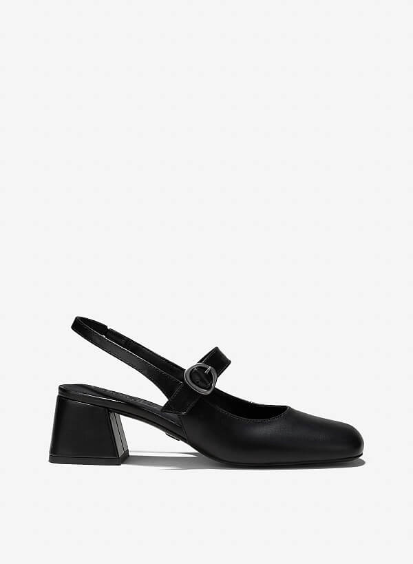 Giày slingback mũi tròn quai mary janes - BMN 0640 - Màu đen