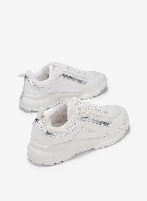Giày sneaker vải mesh nhấn metallic - SNK 0066 - Màu trắng - VASCARA