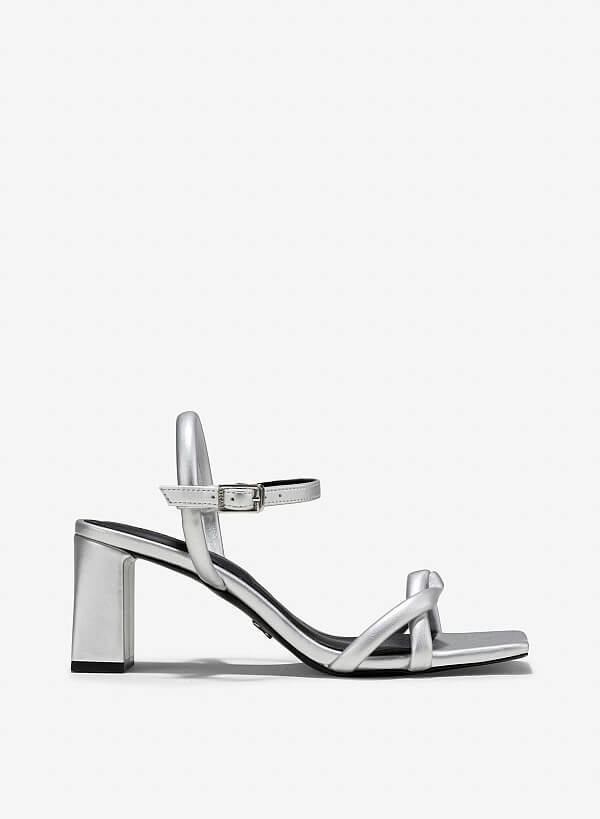Giày strappy sandals block heel - SDN 0777 - Màu bạc - VASCARA