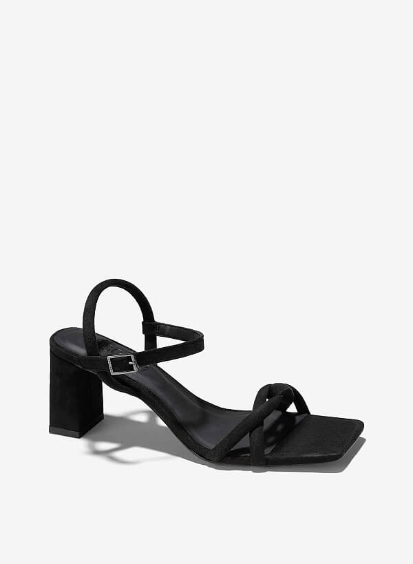 Giày strappy sandals block heel - SDN 0777 - Màu đen - VASCARA