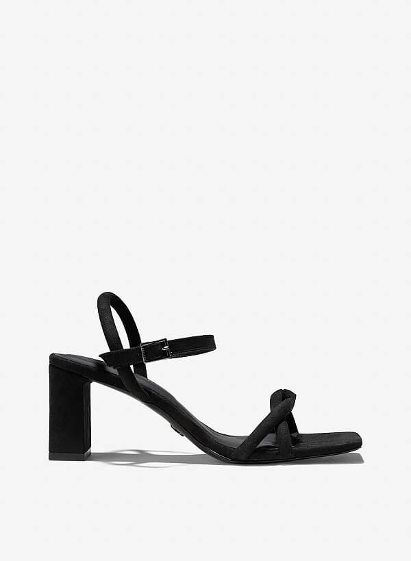 Giày strappy sandals block heel - SDN 0777 - Màu đen - VASCARA