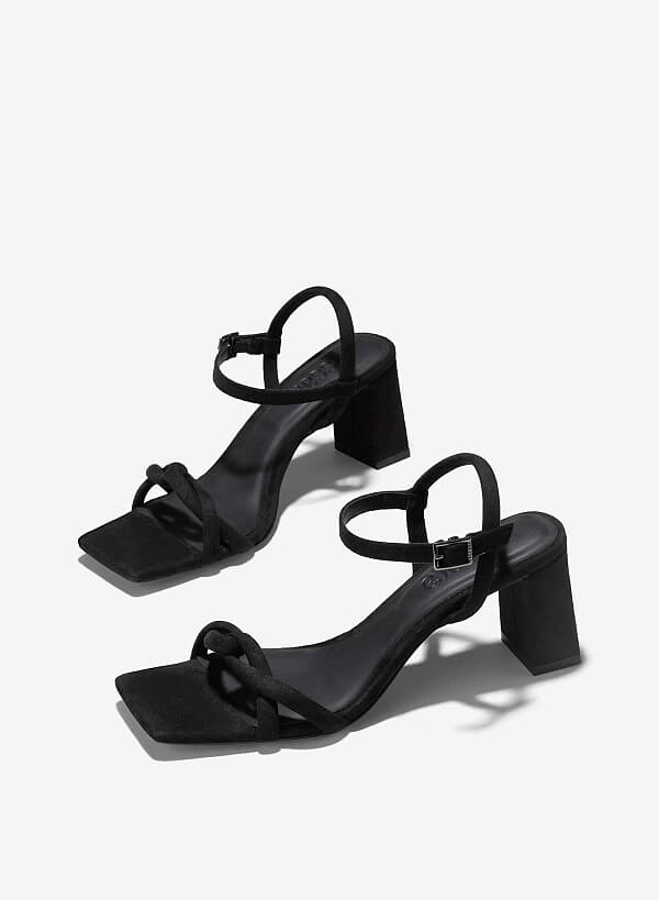 Giày strappy sandals block heel - SDN 0777 - Màu đen - VASCARA