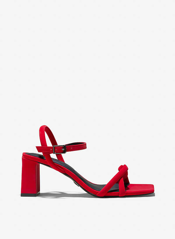 Giày strappy sandals block heel - SDN 0777 - Màu đỏ