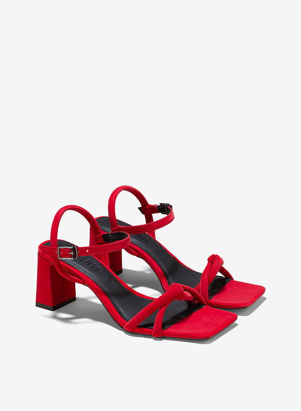 Giày strappy sandals block heel - SDN 0777 - Màu đỏ - VASCARA