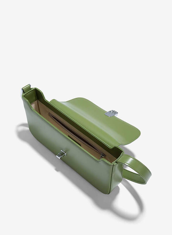Túi baguette đeo vai nhấn khóa kim loại - SHO 0243 - Màu xanh lá - VASCARA