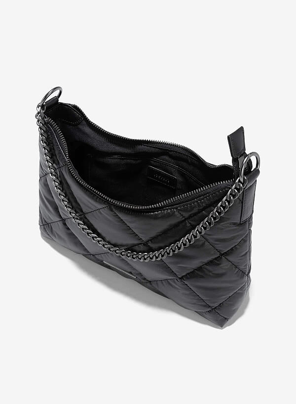 Túi đeo vai chần bông phối xích - SHO 0232 - Màu đen - VASCARA