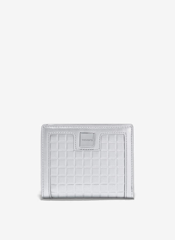 Ví mini dập nổi square pattern - WAL 0286 - Màu bạc