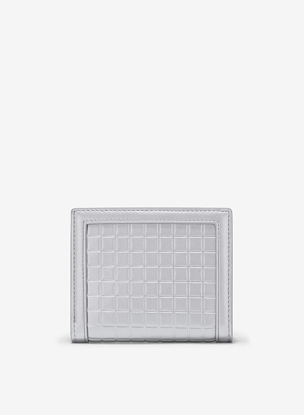 Ví mini dập nổi square pattern - WAL 0286 - Màu bạc - VASCARA