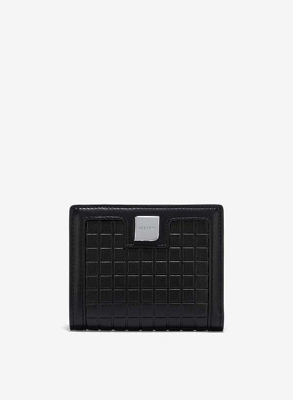 Ví mini dập nổi square pattern - WAL 0286 - Màu đen