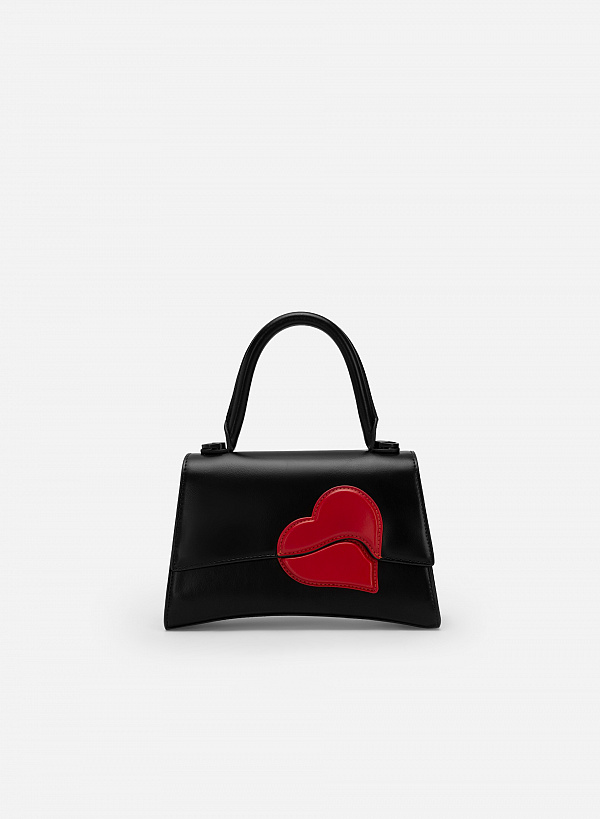 Túi xách kiểu hình học họa tiết trái tim - love limited edition - SAT 0318 - Màu đen