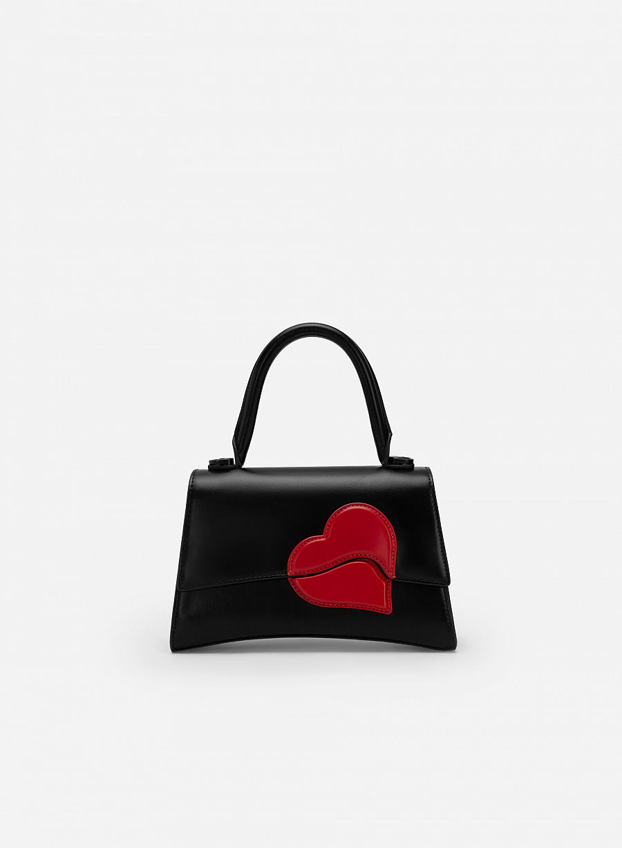 Túi xách kiểu hình học họa tiết trái tim - love limited edition - SAT 0318 - Màu đen - vascara.com