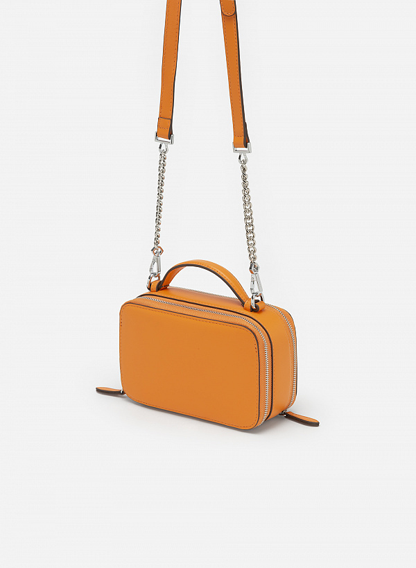 Túi đeo chéo hình hộp ngăn đôi phối viền nổi - SHO 0218 - Màu cam - VASCARA
