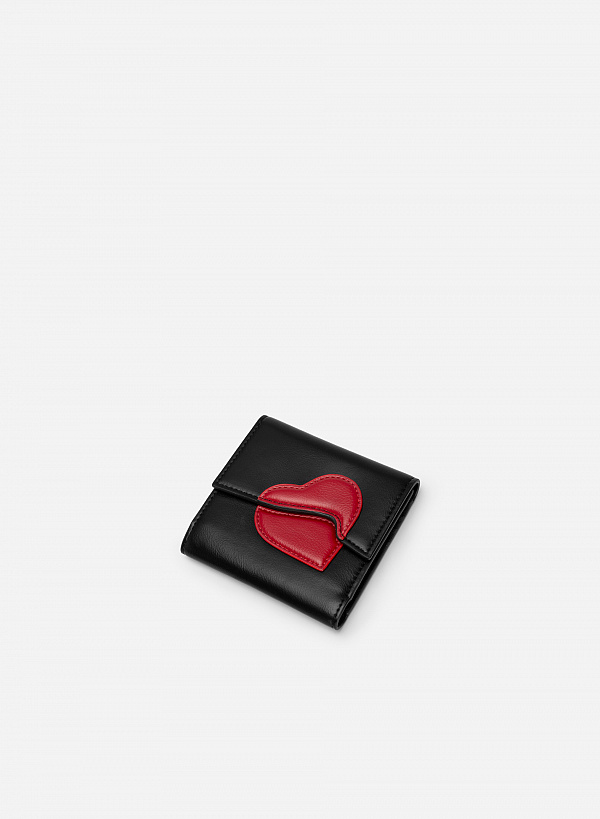 Ví cầm tay mini họa tiết trái tim - love limited edition - WAL 0259 - Màu đen - VASCARA