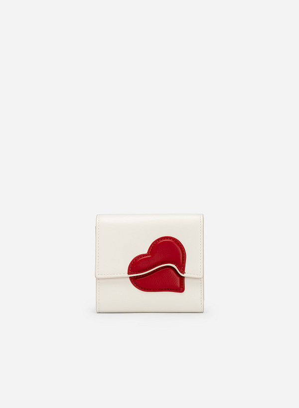 Ví cầm tay mini họa tiết trái tim - love limited edition - WAL 0259 - Màu kem - VASCARA