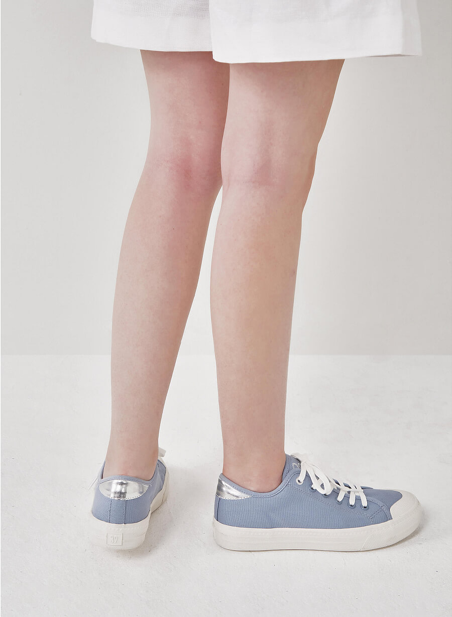 Giày Sneaker Canvas Phối Metallic - SNK 0061 - Màu Xanh Da Trời - vascara.com