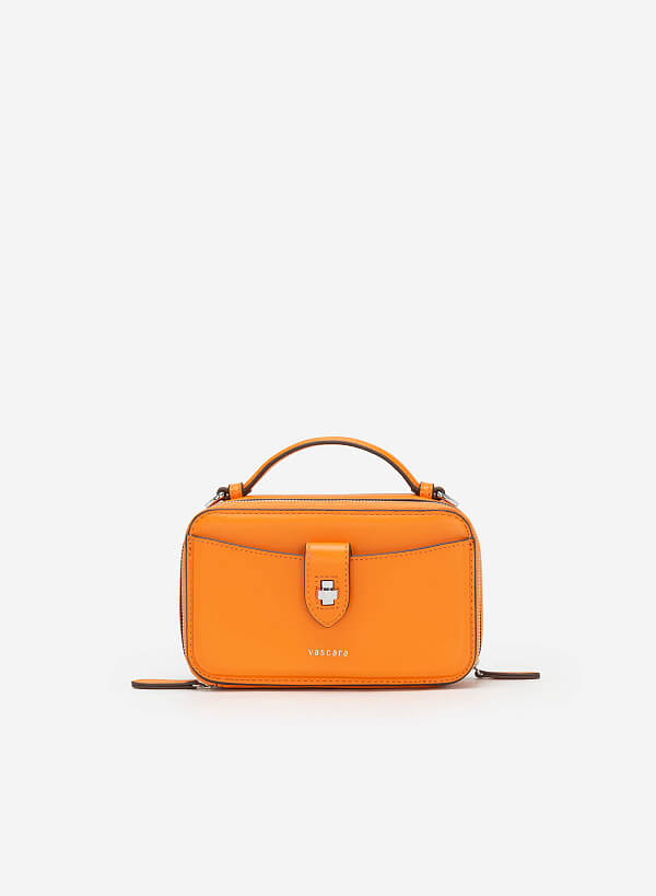Túi đeo chéo hình hộp ngăn đôi phối viền nổi - SHO 0218 - Màu cam
