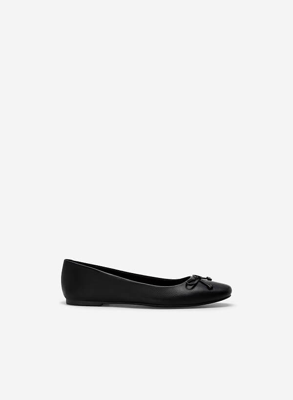 Giày búp bê đính nơ trang trí - GBB 0426 - Màu đen - VASCARA
