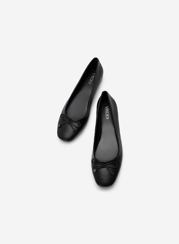 Giày búp bê đính nơ trang trí - GBB 0426 - Màu đen - VASCARA
