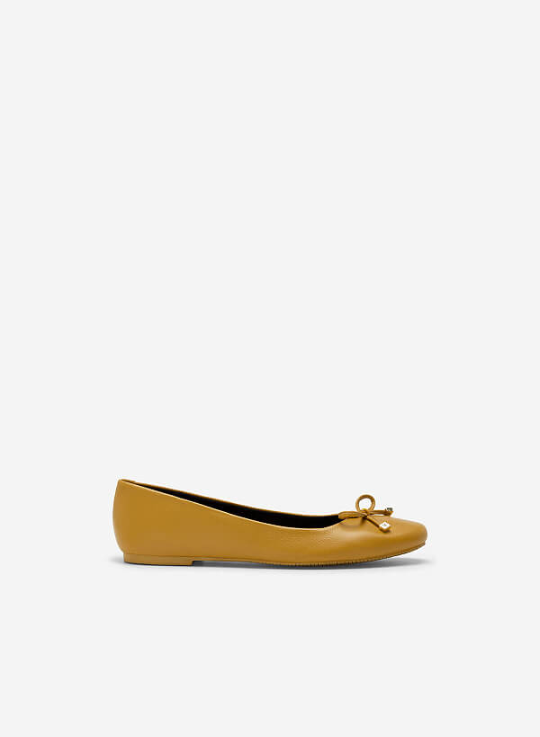 Giày búp bê đính nơ trang trí - GBB 0426 - Màu vàng - VASCARA