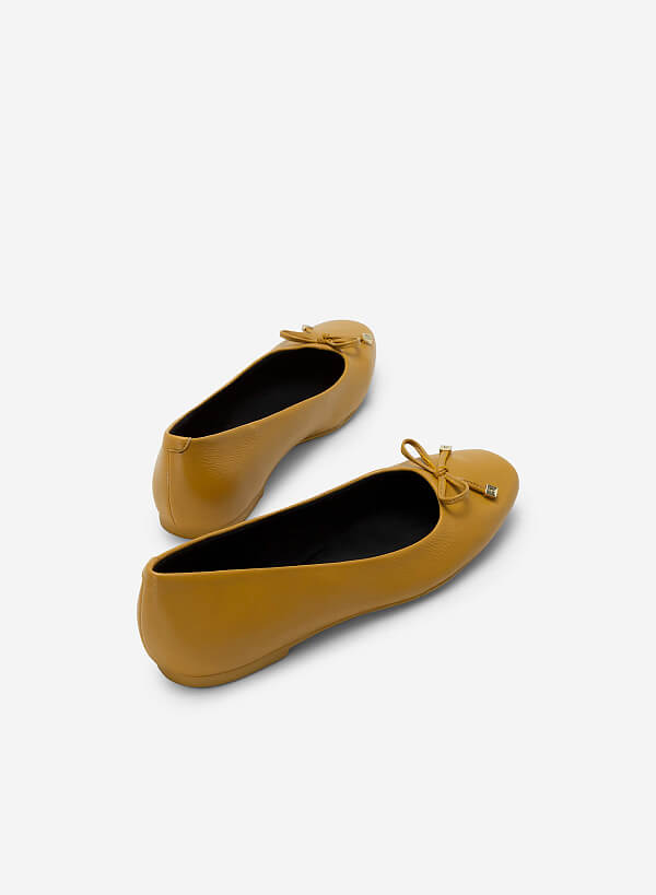 Giày búp bê đính nơ trang trí - GBB 0426 - Màu vàng - VASCARA