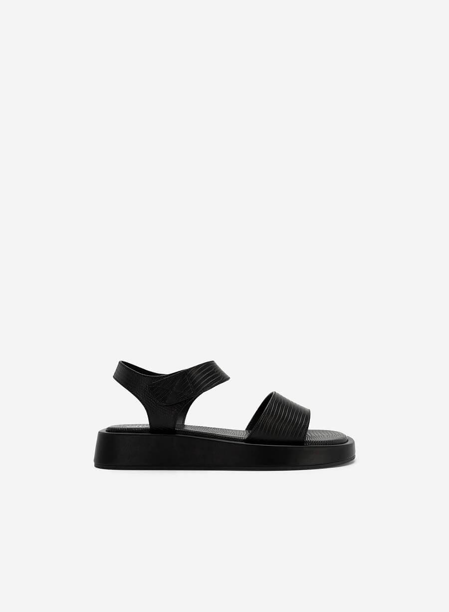 Giày Sandal Đế Bánh Mì Quai Ngang Vân Kì Đà - SDK 0334 - Màu Đen - vascara.com