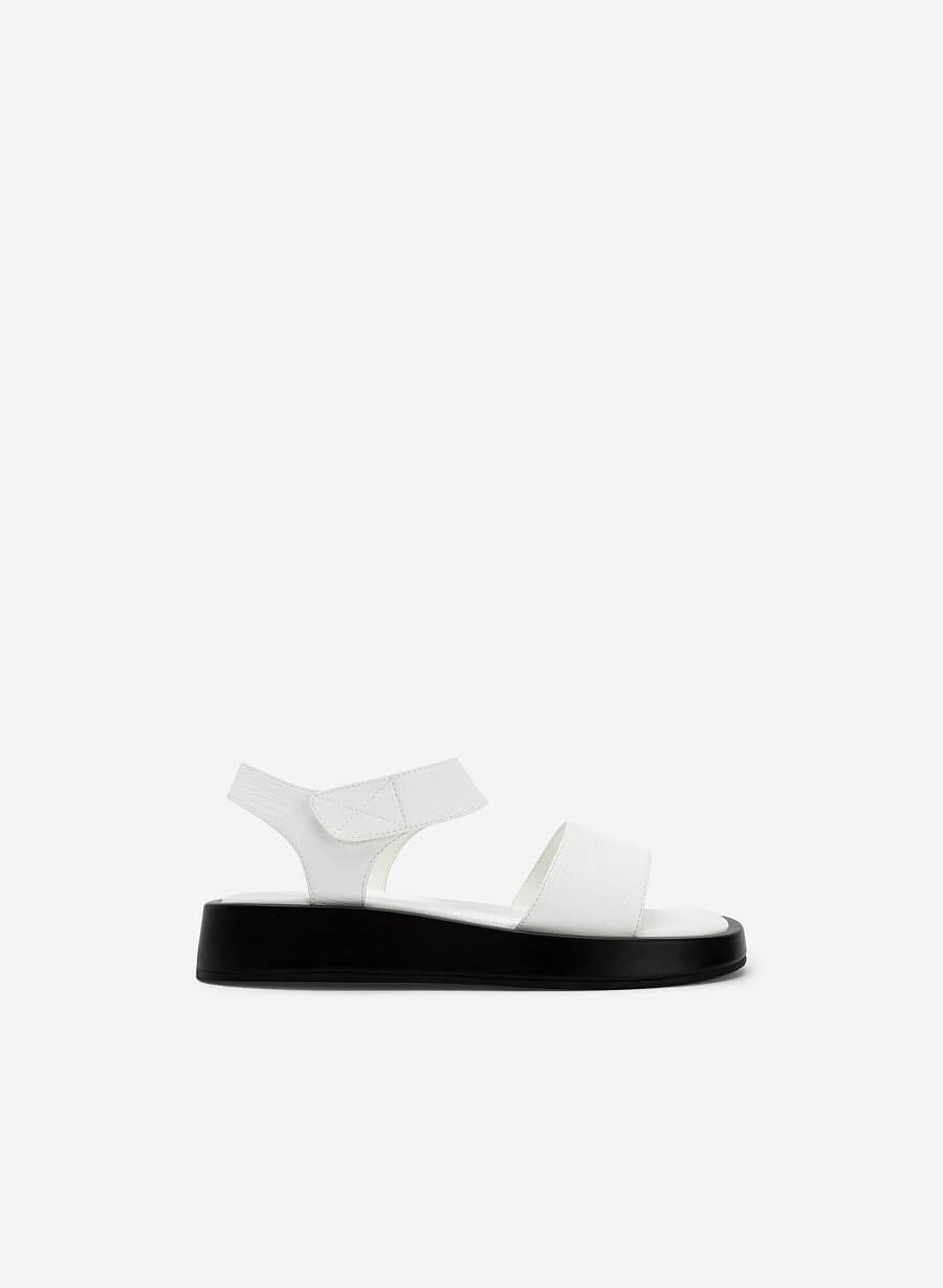 Giày Sandal Đế Bánh Mì Quai Ngang Vân Kì Đà - SDK 0334 - Màu Trắng - vascara.com
