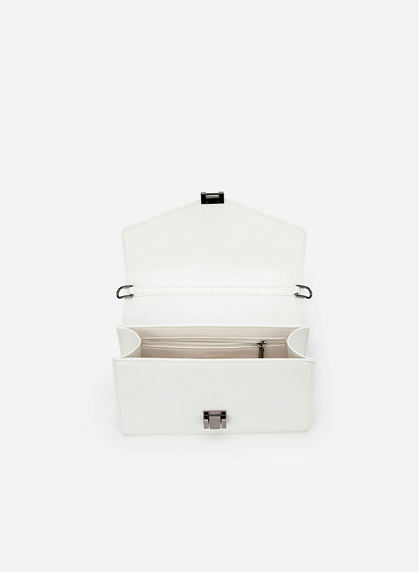 Túi đeo chéo nắp gập vân kì đà - SHO 0219 - Màu trắng - VASCARA