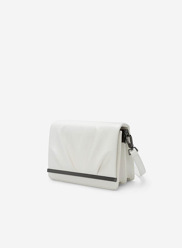 Túi đeo vai nắp gập xếp nhún - SHO 0217 - Màu trắng - VASCARA