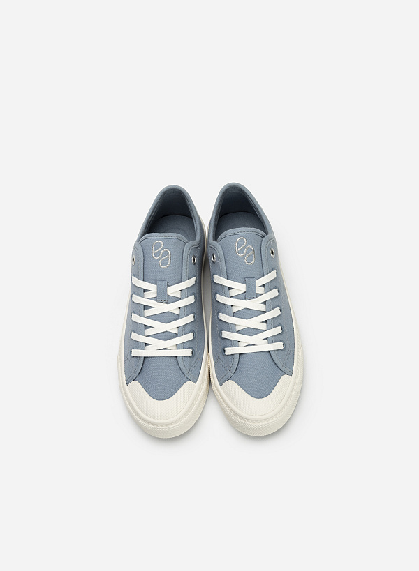 Giày sneaker canvas phối metallic - SNK 0061 - Màu xanh da trời - VASCARA