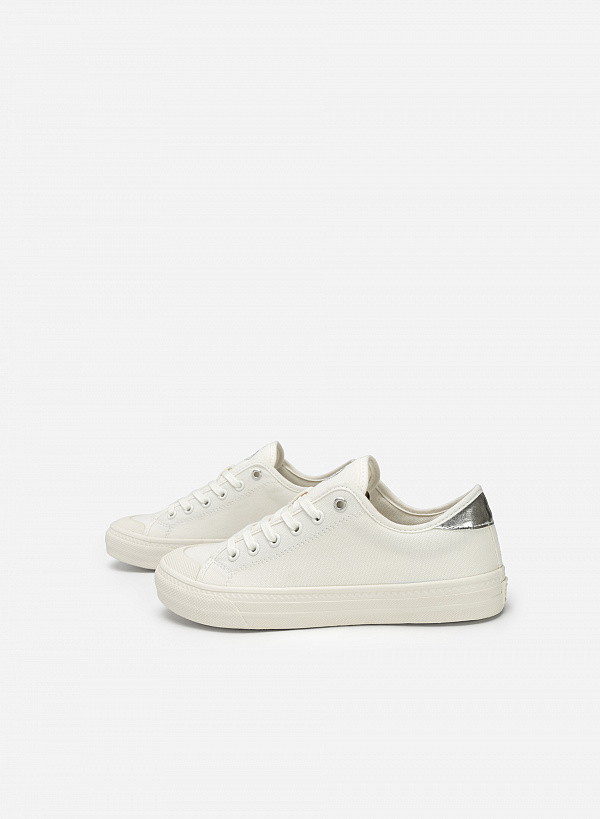 Giày Sneaker Canvas Phối Metallic - SNK 0061 - Màu Trắng - VASCARA