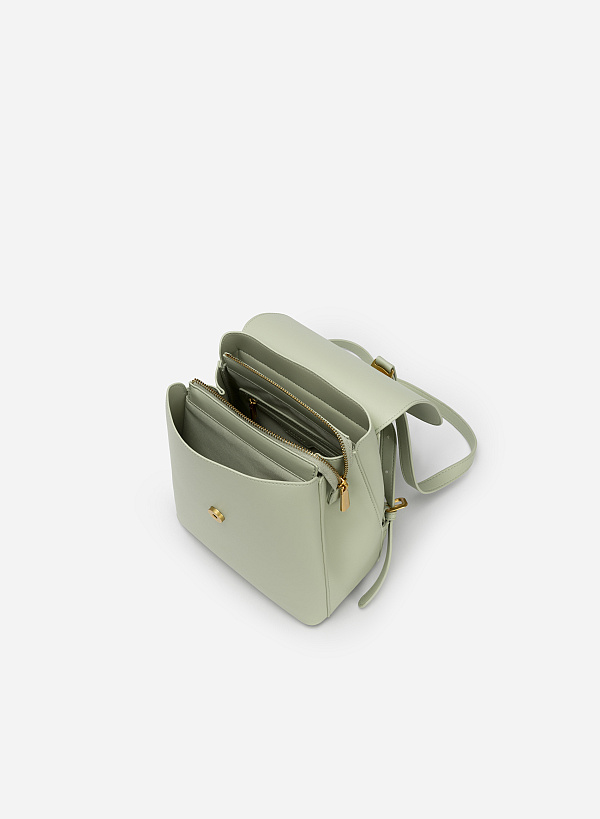 Balo Nắp Gập Phối Charm Kim Loại - BAC 0174 - Màu Xanh Bạc Hà - VASCARA