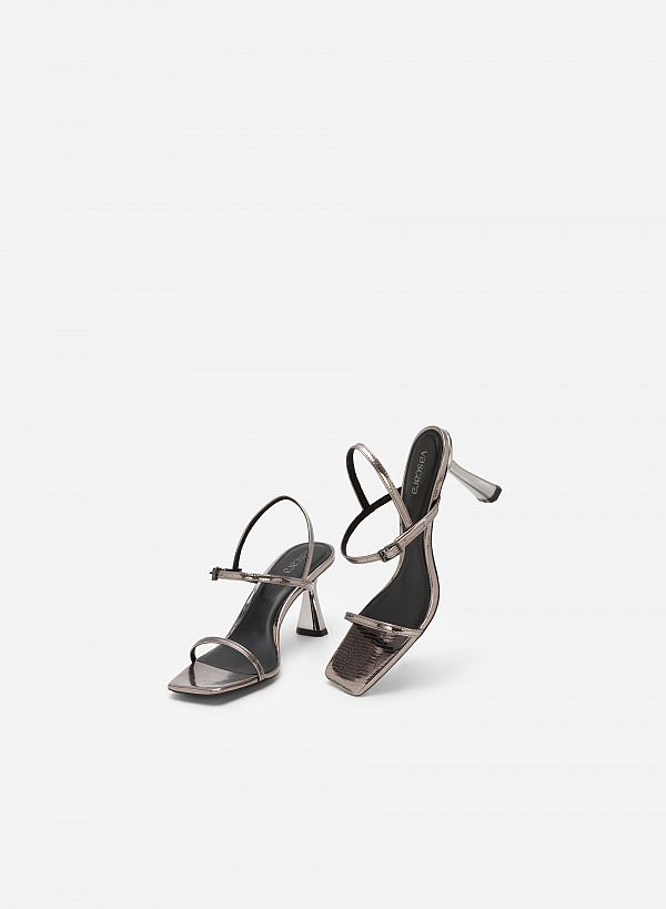 Giày Sandal Metallic Quai Mảnh Vân Kỳ Đà - SDN 0724 - Màu Xám Khói Đậm - VASCARA
