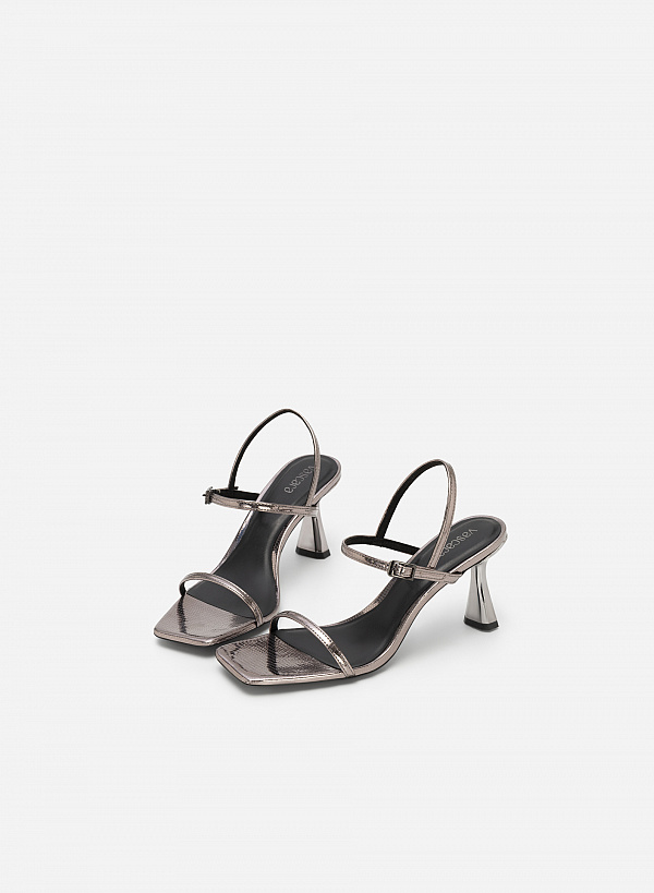 Giày Sandal Metallic Quai Mảnh Vân Kỳ Đà - SDN 0724 - Màu Xám Khói Đậm - VASCARA