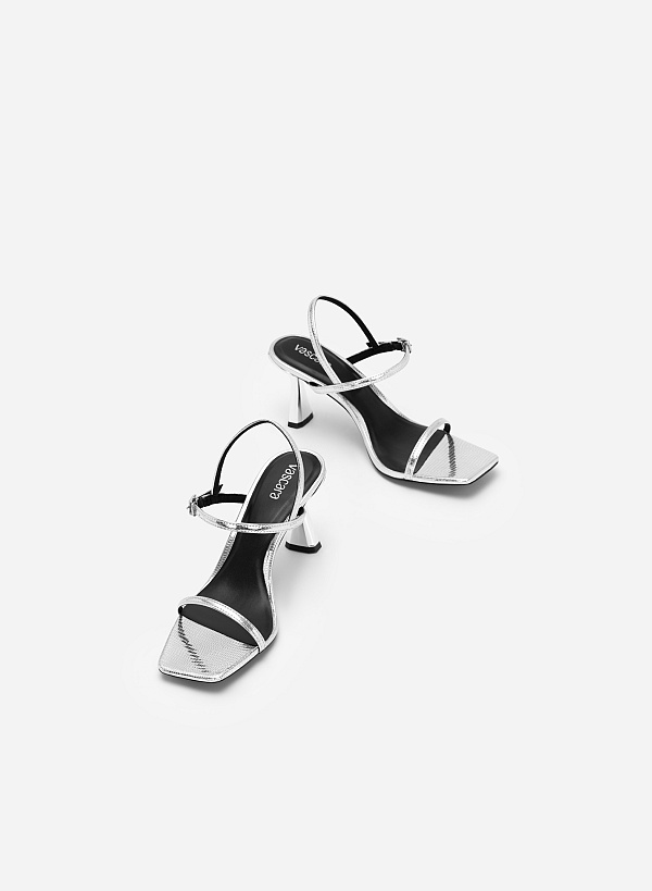 Giày sandal metallic quai mảnh vân kỳ đà - SDN 0724 - Màu bạc - VASCARA