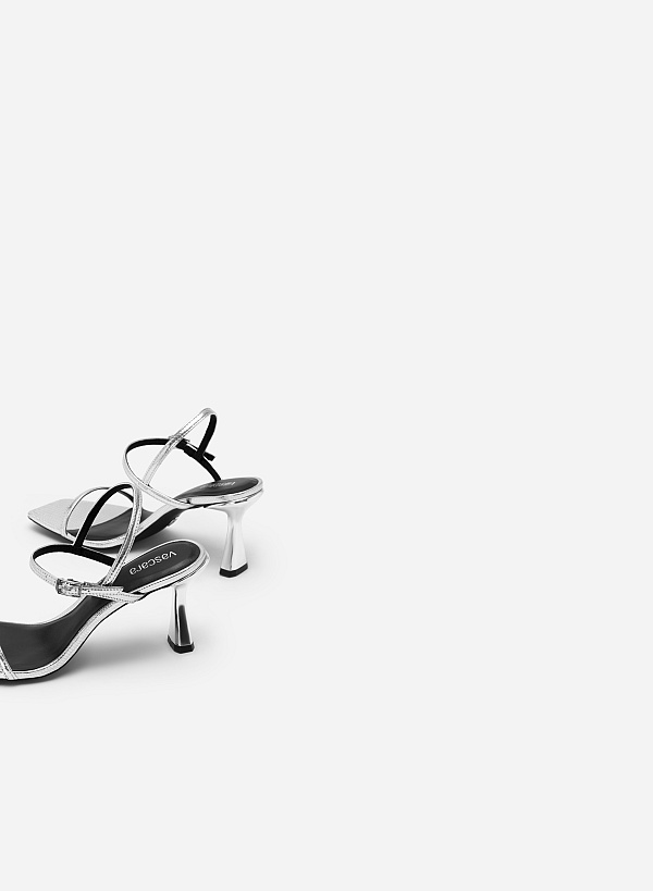 Giày sandal metallic quai mảnh vân kỳ đà - SDN 0724 - Màu bạc - VASCARA