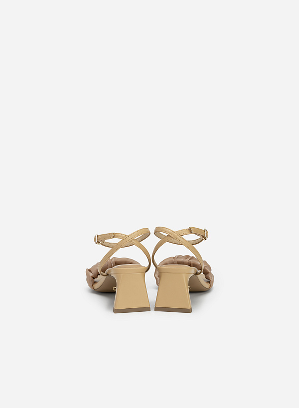Giày Sandal Ankle Strap Quai Nhún Vải Lưới - SDN 0733 - Màu Be - VASCARA