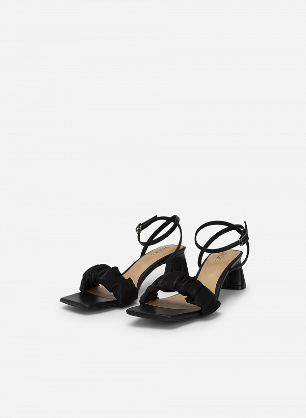 Giày sandal ankle strap quai nhún vải lưới - SDN 0733 - Màu đen - VASCARA