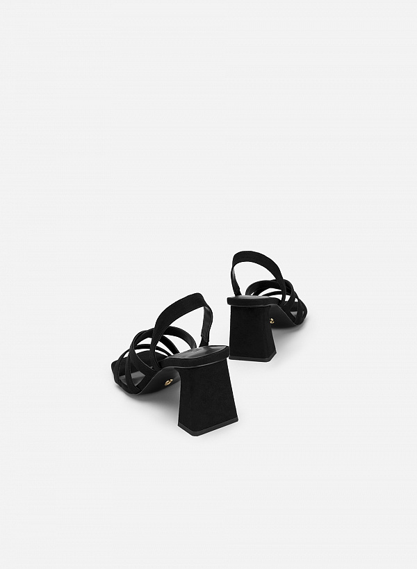 Giày Sandal Multi-Strap Gót Trụ - SDN 0746 - Màu Đen - VASCARA
