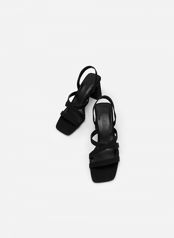 Giày Sandal Multi-Strap Gót Trụ - SDN 0746 - Màu Đen - VASCARA