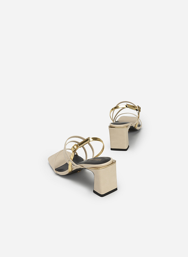 Sandal Kiểu Slingback Multi-Strap Phối Metallic - SDN 0748 - Màu Be - VASCARA
