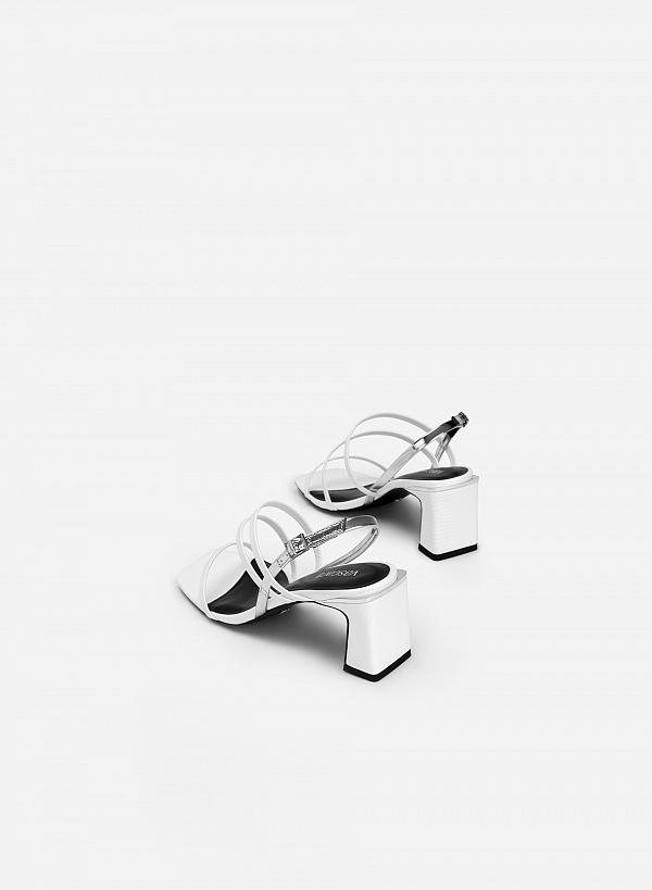 Sandal Kiểu Slingback Multi-Strap Phối Metallic - SDN 0748 - Màu Trắng - VASCARA