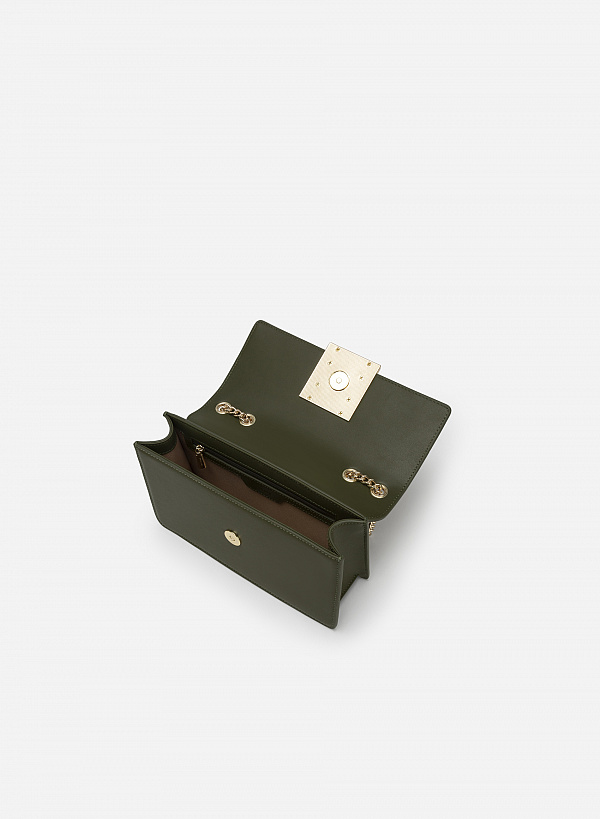 Túi Đeo Chéo Phối Color Block - SHO 0207 - Màu Xanh Rêu - VASCARA