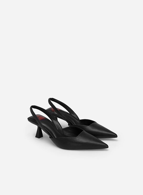 Giày Slingback Cao Gót Mũi Nhọn - Love Limited Edition - BMN 0590 - Màu Đen - VASCARA
