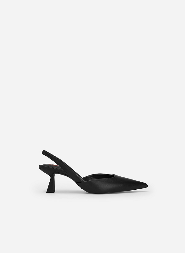 Giày Slingback Cao Gót Mũi Nhọn - Love Limited Edition - BMN 0590 - Màu Đen - VASCARA