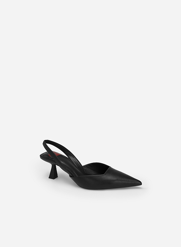 Giày Slingback Cao Gót Mũi Nhọn - Love Limited Edition - BMN 0590 - Màu Đen - VASCARA