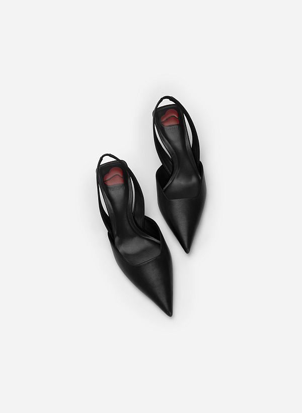 Giày Slingback Cao Gót Mũi Nhọn - Love Limited Edition - BMN 0590 - Màu Đen - VASCARA